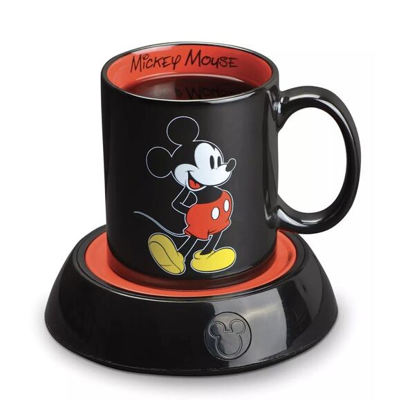 Disney Mickey Mouse Electric Mug Warmer 10oz Ceramic Mug Black Red, DMP-16 NIB - Picture 1 of 5